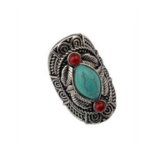 Boho Turquoise with Red Gem Ring