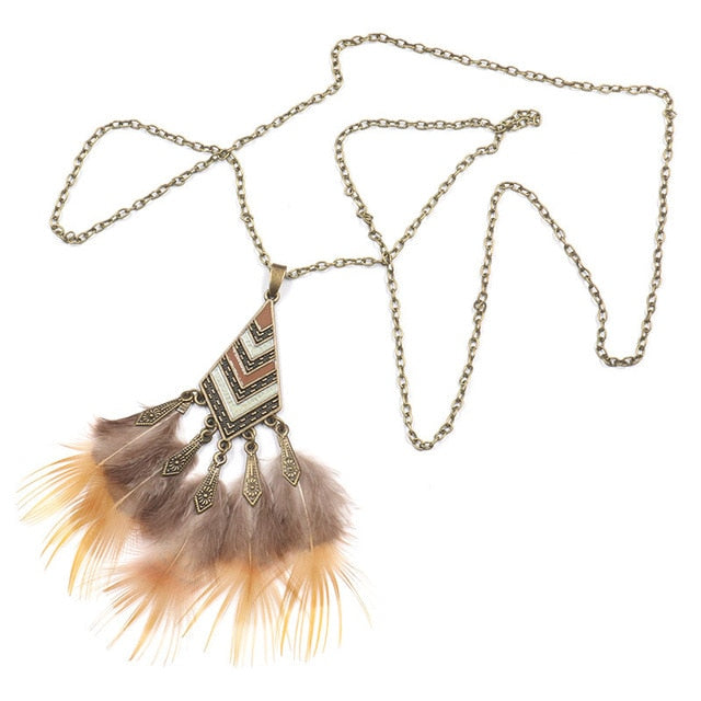 Boho Long Feather Necklace